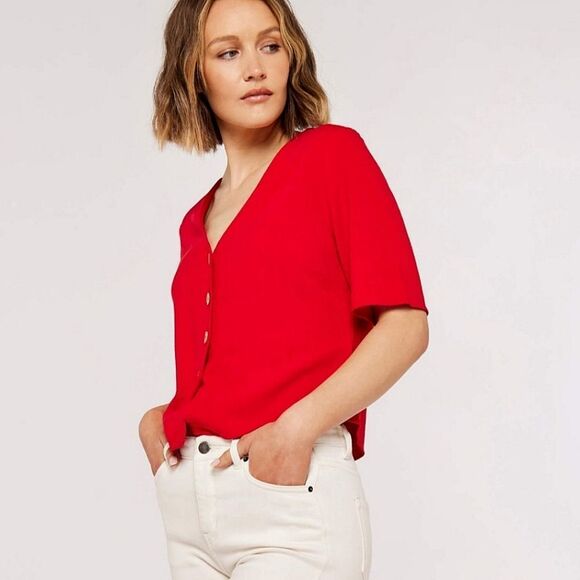 Adrienne Vittadini Red Scoop neck Red Cardigan Size Medium 8 0304 - Picture 1 of 7